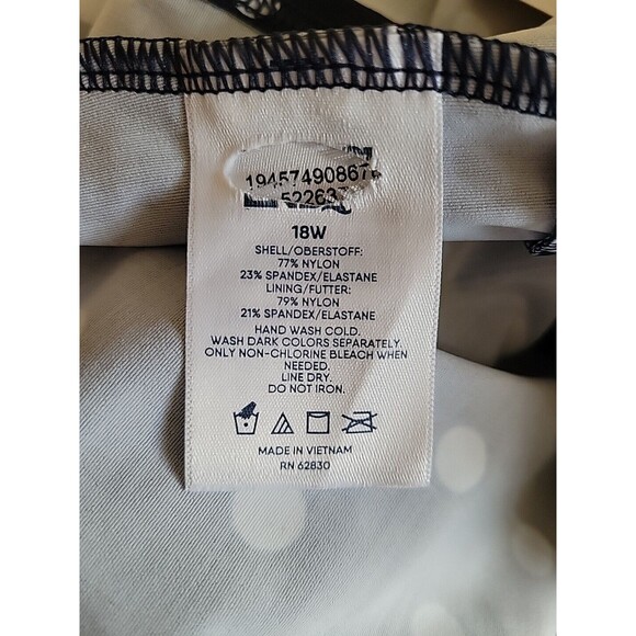 Lands' End Swim Top Navy 18W Square Neck Tankini Polka Dot 1X Underwire S490 - Picture 11 of 13